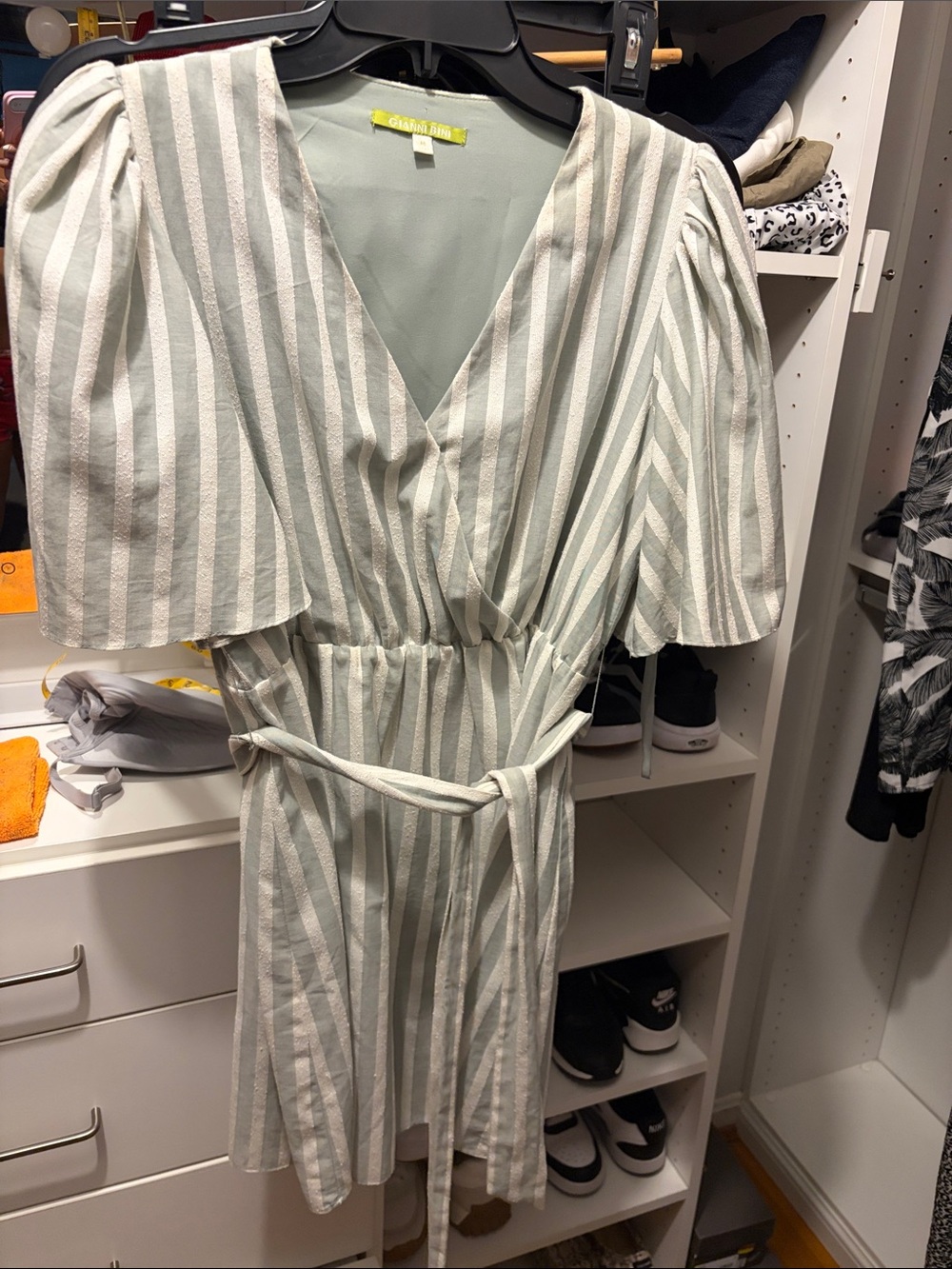 Gianni Bini Mint and White Striped Mini Dress